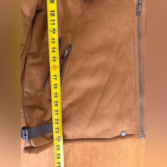 Steve Madden Women’s Faux Shearling Fur Bomber Jacket In Cognac Size Small - Picture 8 of 12